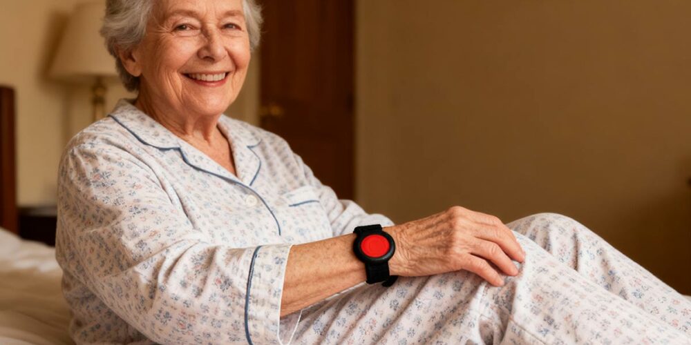 Personne portant son dispositif en bracelet