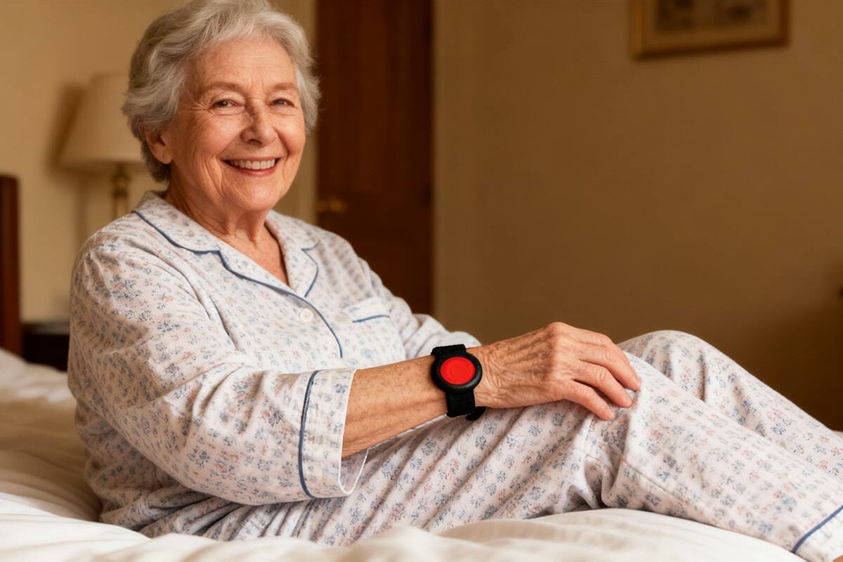 Personne portant son dispositif en bracelet